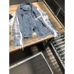 Small Jean Denim Jacket With White Tassels